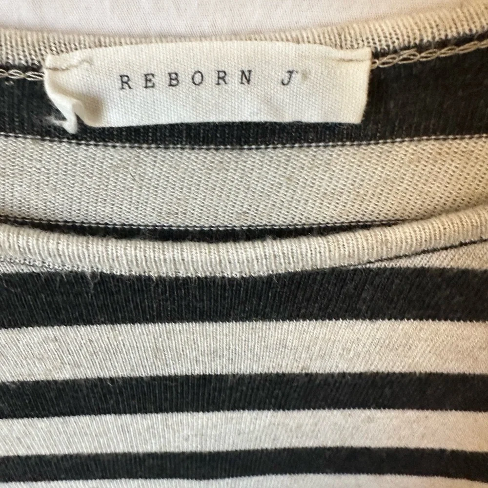 Reborn J Striped Knit Tunic Top w/ Faux Leather Pocket & Elbow Patches Sz Small - Picture 4 of 6